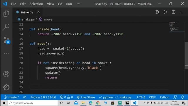I have created snake game in just 30 lines of code using python. смотреть онлайн