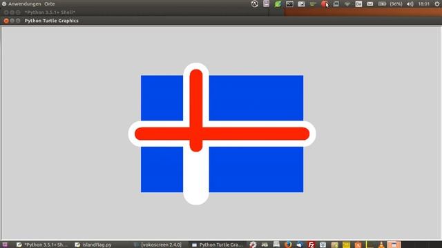 EM 2016 Island Flag in Python Turtle Graphic code смотреть онлайн