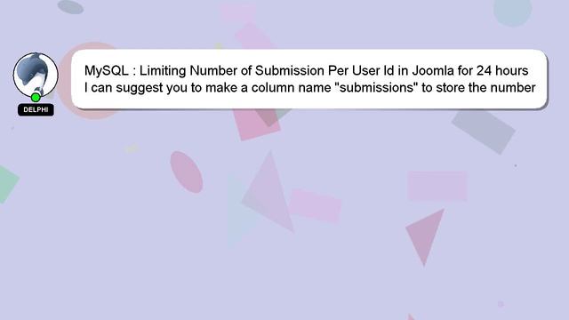 MySQL : Limiting Number of Submission Per User Id in Joomla for 24 hours смотреть онлайн