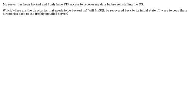 Databases: Which MySQL directories to back up using FTP смотреть онлайн
