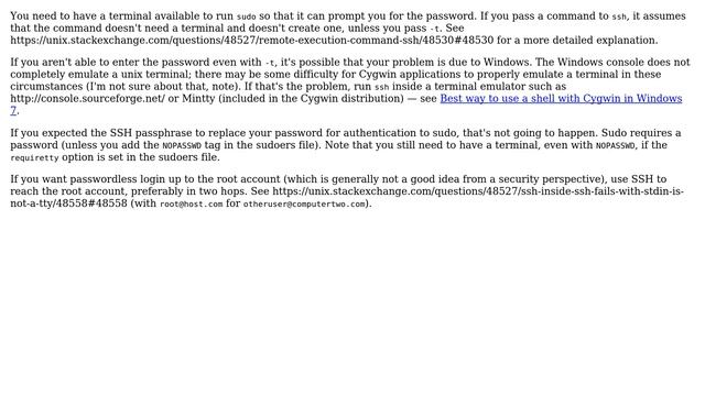 Unix & Linux: sudo over ssh: no tty present and no askpass program specified (6 Solutions!!) смотреть онлайн