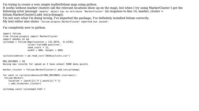 GIS: Error message 'module' object has no attribute 'MarkerCluster' (2 Solutions!!) смотреть онлайн