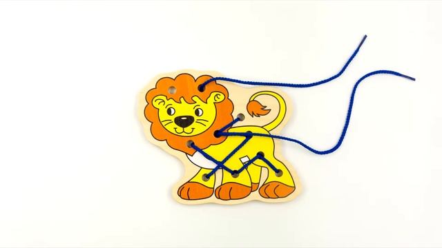 Шнуровка Алатойс (Alatoys) Львёнок ШН08 - развивающие деревянные игрушки смотреть онлайн