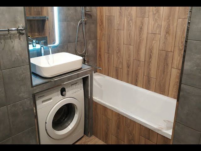 Столешница под Стиральную машинку . Гипсокартон + Керамогранит смотреть онлайн