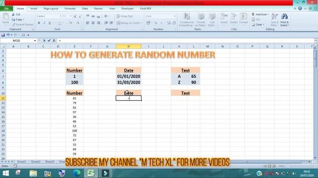 MS Excel - How To Generate Random Number/Date/Text смотреть онлайн