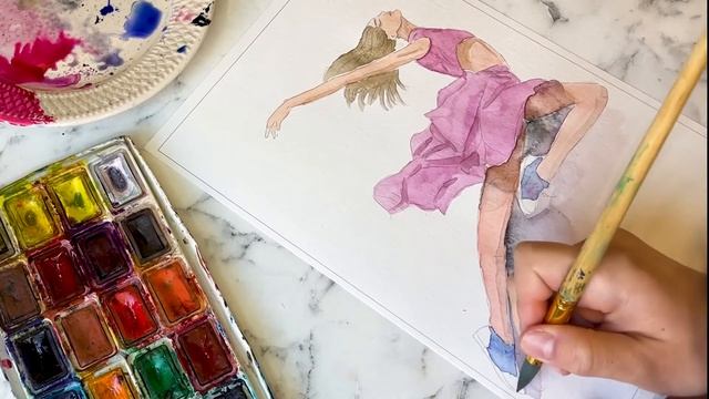 Девушка акварелью КАК РИСОВАТЬ АКВАРЕЛЬЮ HOW TO USE WATERCOLOR 수채화 사용 방법 смотреть онлайн