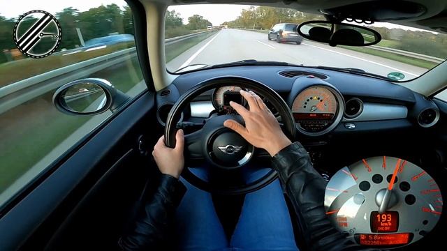 Mini One R56 1.6 98 PS Top Speed Drive On German Autobahn No Speed Limit POV смотреть онлайн
