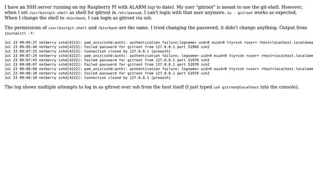 Unix & Linux: SSH: "Permission denied" after changing user shell смотреть онлайн