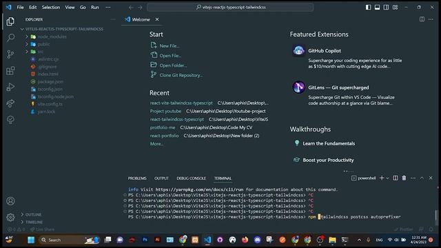 Create project with Vitejs + React.js + TypeScript + TailwindCss смотреть онлайн