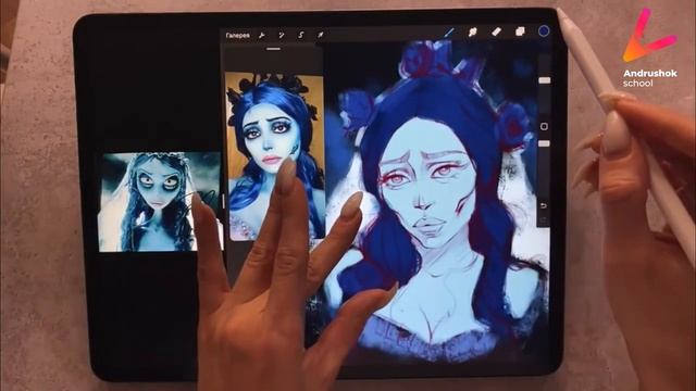 Рисуем digital портрет Эмили из к/ф «Труп невесты» в стиле Масло—c Яной Андрушок. Заливка цветом смотреть онлайн