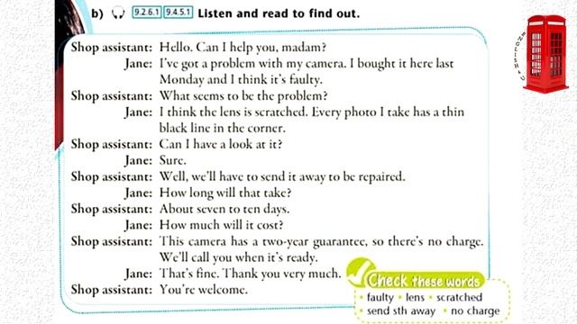 Excel 9 grade p.106 Everyday English 9 d Complaining about a faulty product Английский язык смотреть онлайн