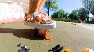 Kati toy car crush, trample, giantess, crushing toys, stomping , sneaker  , smashes car, trampling