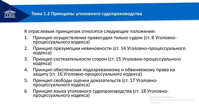 лекция 1 2 ч 2 Принципы уголовного судопроизводства смотреть онлайн