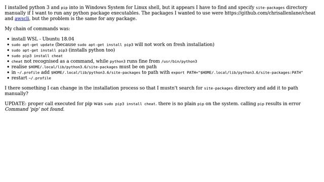 site-packages directory not found after installing pip3 with apt-get in Ubuntu WSL смотреть онлайн