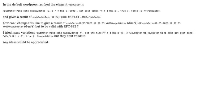 Wordpress: Change pubDate in rss feed in another format смотреть онлайн