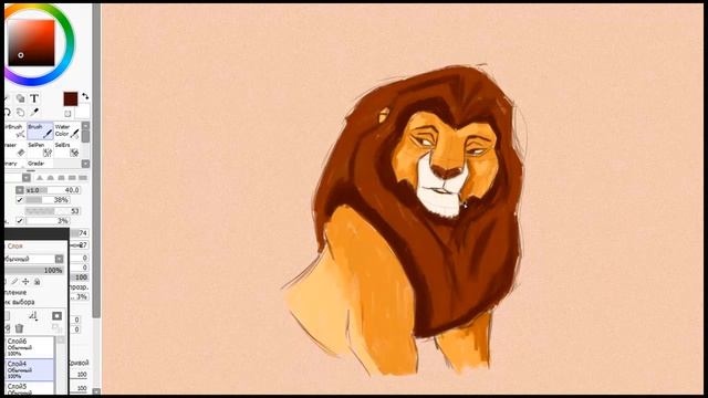 Как нарисовать Муфасу из мультфильма "Король Лев". смотреть онлайн