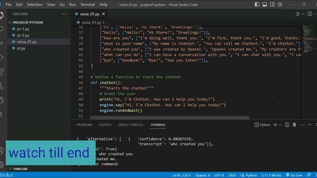 ChatGpt created chatbot with voice recognition ? in python || Python Project for beg @Harsh-CoDeS смотреть онлайн