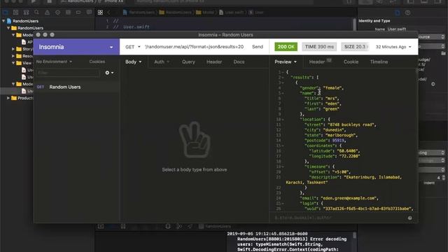 Swift JSON Parsing and Networking with the Random Users API смотреть онлайн