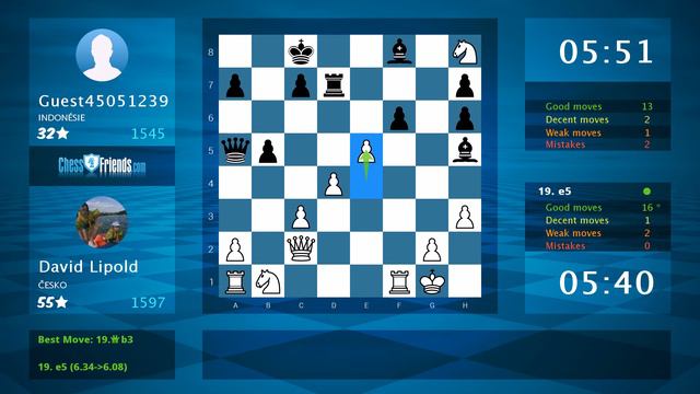 Chess Game Analysis: David Lipold - Guest45051239 : 1-0 (By ChessFriends.com) смотреть онлайн