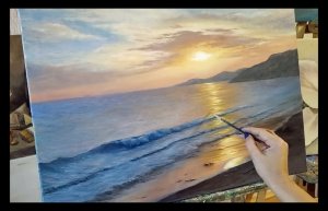 Бесплатный урок рисования для начинающих художников. Как рисовать морскую волну, небо. Оксилайт Арт.