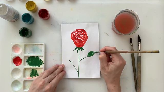 Как нарисовать розу. Рисуем розу красками. Урок рисования. Drawing rose. смотреть онлайн