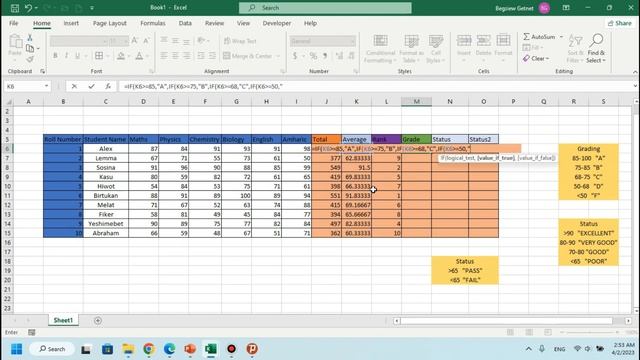 #11.1 Microsoft excel full course - Rank and Grade (አማርኛ) #bighabesha смотреть онлайн
