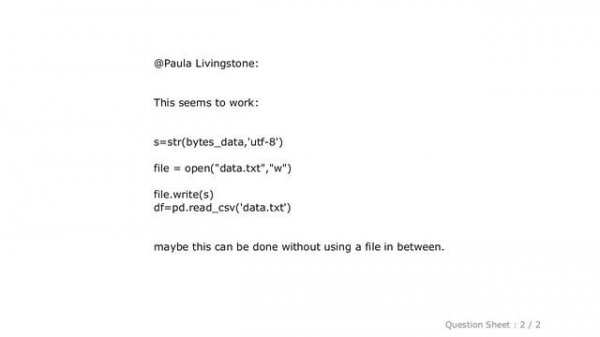 Pandas : How to convert bytes data into a python pandas dataframe?