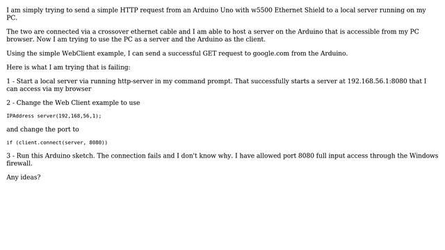 Arduino: Send HTTP request from Arduino Ethernet to server on PC смотреть онлайн
