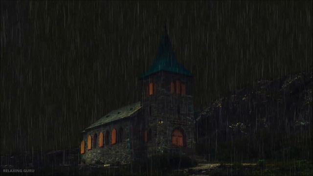 Fall Asleep with Scary Thunderstorm Sounds | Rain, Thunder, Crows, Owls and Church bells every hour смотреть онлайн