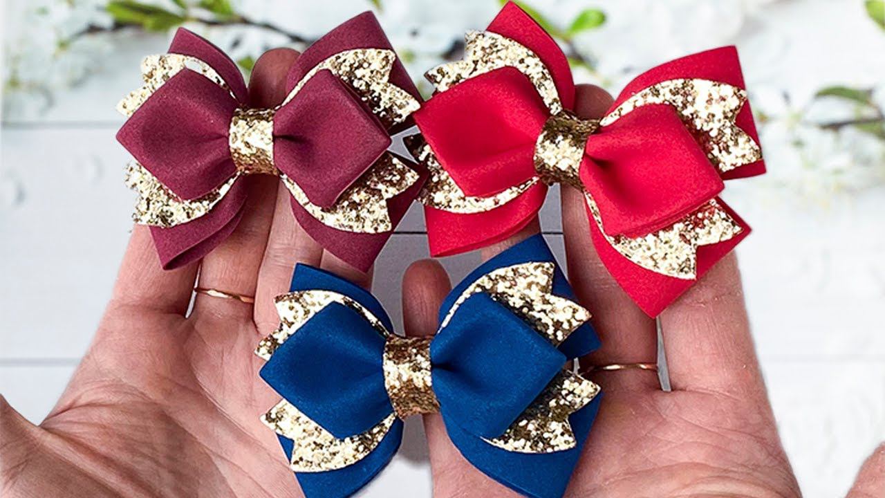 Бантики из фоамирана и кожзама / How To Make A Hair Bow With Eva Foam / Como Hacer Laço De Foami