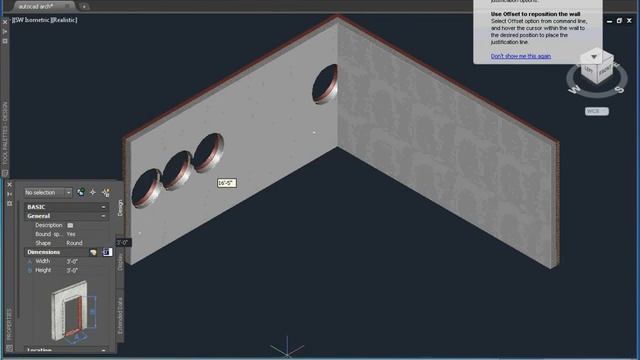 AutoCAD Architecture: How to create Ventilation circular or Semi circular opening , hole in wall смотреть онлайн