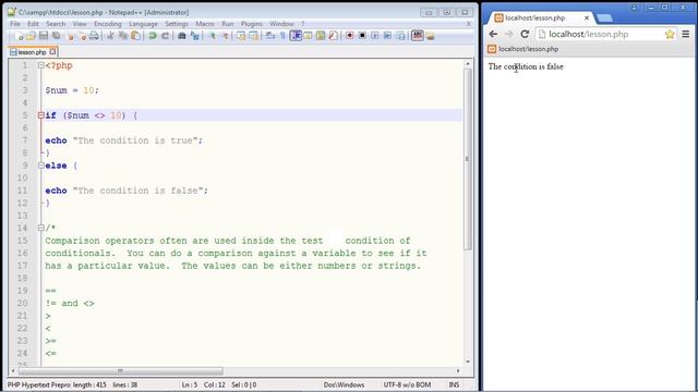 PHP Tutorial for Beginners - 13 - Comparison operators смотреть онлайн