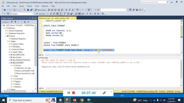 SQL Identity_Insert ON/OFF | DBCC CheckIdent |Sql identity insert | SQL interview question answer смотреть онлайн