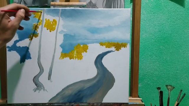 Как писать осеннее небо,облака маслом| How to draw a sky art смотреть онлайн