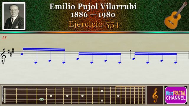 Pujol, Ejercicio 554, Guitar.