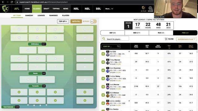 SDS SuperCoach Review's Ruck And Forward Line Player Ownership %| AFL SuperCoach 2024 смотреть онлайн