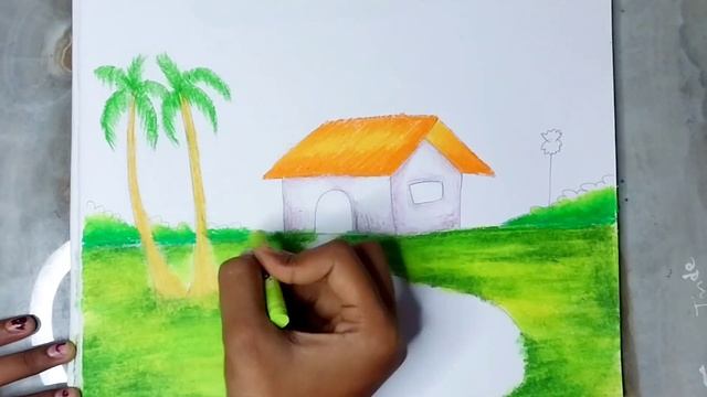 Easy Scenery Drawing - Oil Pastels Scenery Drawing - How To Draw Sunset Scenery With Oil Pastels смотреть онлайн