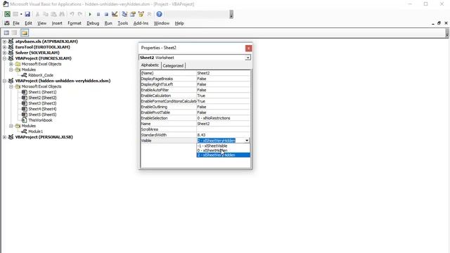 Hidden and VeryHidden Worksheets смотреть онлайн