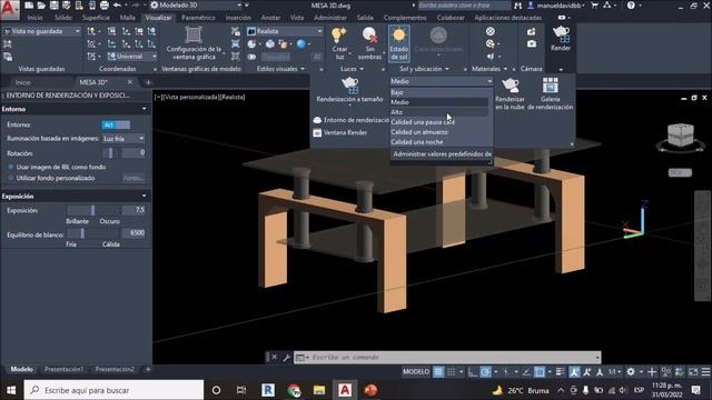 Como renderizar en AutoCAD 3D con buena calidad y en corto tiempo/Renderizado de una mesa en AutoCA смотреть онлайн