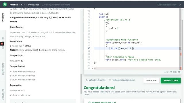 HackerRank Solution: Accessing Inherited Functions in C++ смотреть онлайн