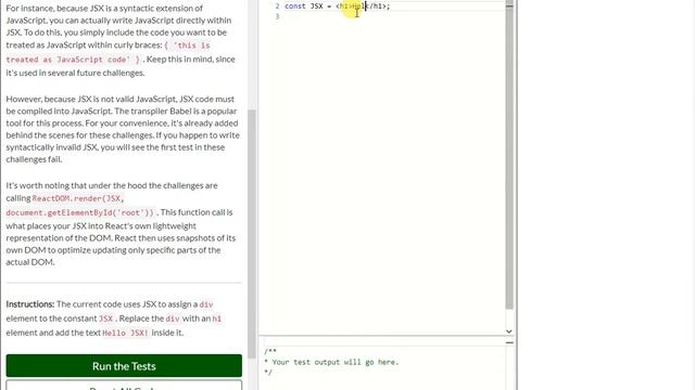 REACT: Create a Simple JSX Element (1) смотреть онлайн