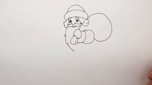 Как нарисовать Деда Мороза с мешком подарков на Новый Год - Рисование для детей