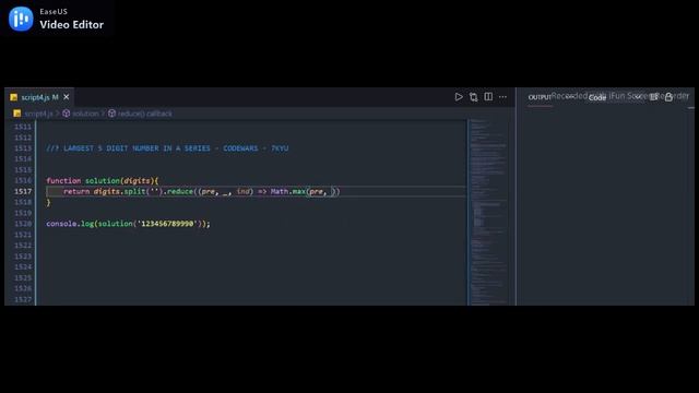 Largest 5 digit number in a series - CODEWARS - 7Kyu - (JavaScript) смотреть онлайн