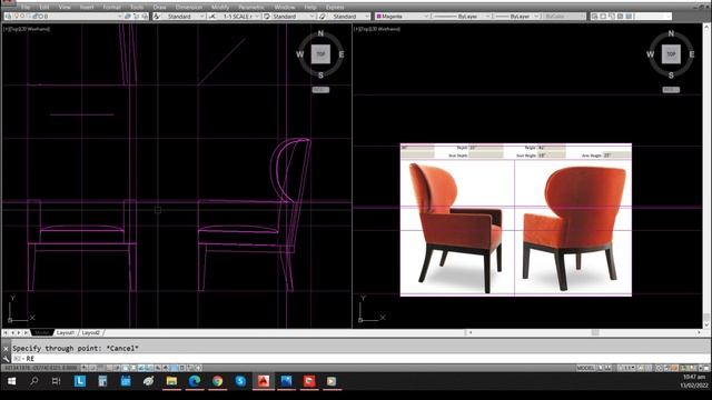 AUTOCAD-2D FURNITURE- MAKING SHOP DRAWING - LOUNGE CHAIR смотреть онлайн