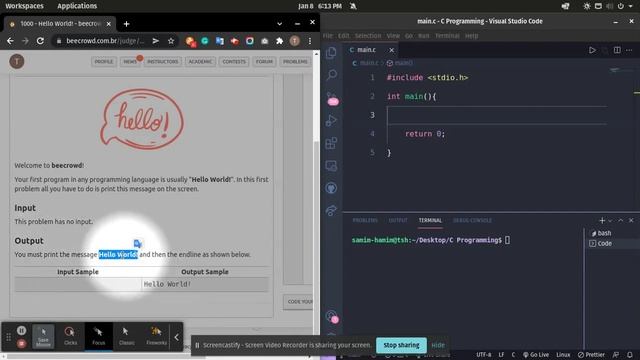 Beecrowd 1000 (Hello World!) Problem Solution in C/C++ | URI Online Judge смотреть онлайн