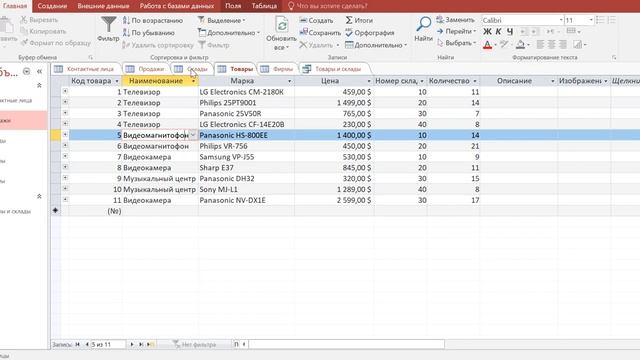 Создание запросов в MS Access
