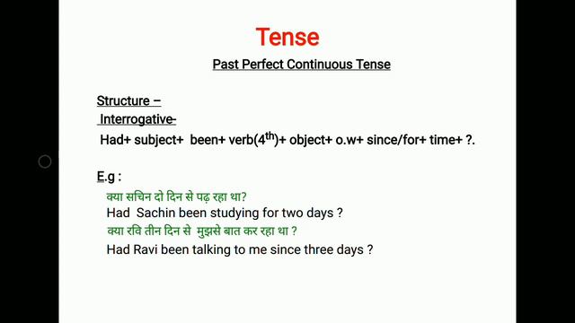 Tense | Past Perfect Continuous Tense | Talk With English