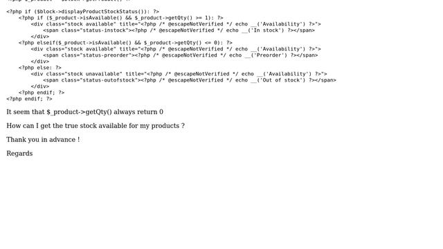 Magento: $_product-＞getQty() return 0 - Magento_Catalog default.phtml смотреть онлайн