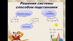7 класс "Решение систем линейных уравнений методом подстановки"