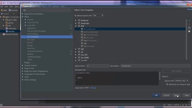 Как создавать снипеты в phpStorm смотреть онлайн